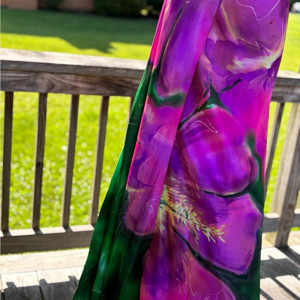 David's Bridal Purple and Pink Sleeveless Sweetheart Gown - Picture 11 of 11